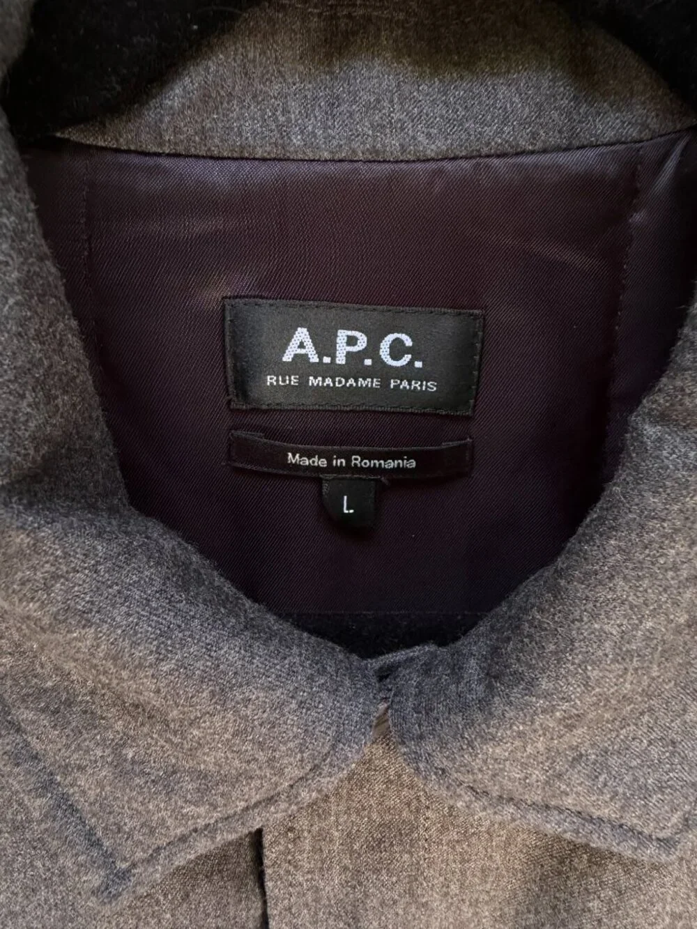A.P.C. Grey Wool Overshirt Shirt Jacket CPO Coat